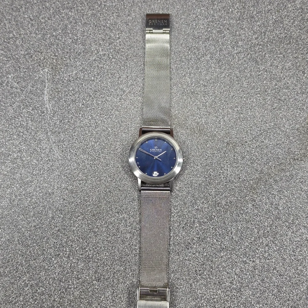 Grenen Denmark M-23LSSN Watch Womens Silver Blue‎ Fair Slim Mesh Band